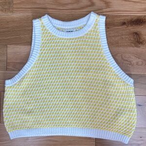 Future Collective X Alamo Noelle Yellow and White Sleeveless Knit Top 100%cotton
